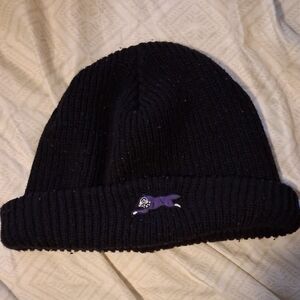 Black Ribbed Knit Beanie with Purple Running Dog Ice Cream Bbc Beanie
